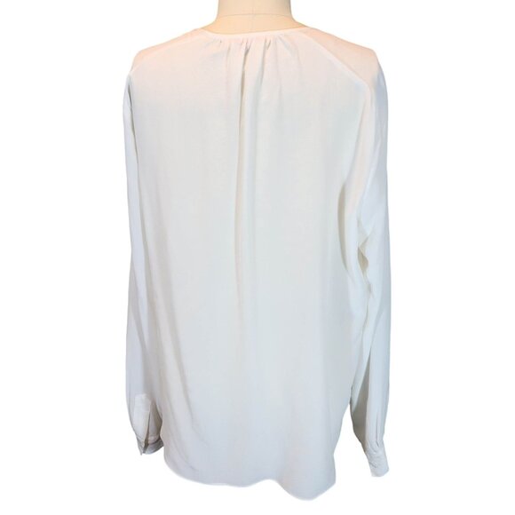 REBECCA TAYLOR Cream Sheer Lace Silk Long Sleeve Popover Blouse Top Size 8 - Picture 3 of 10